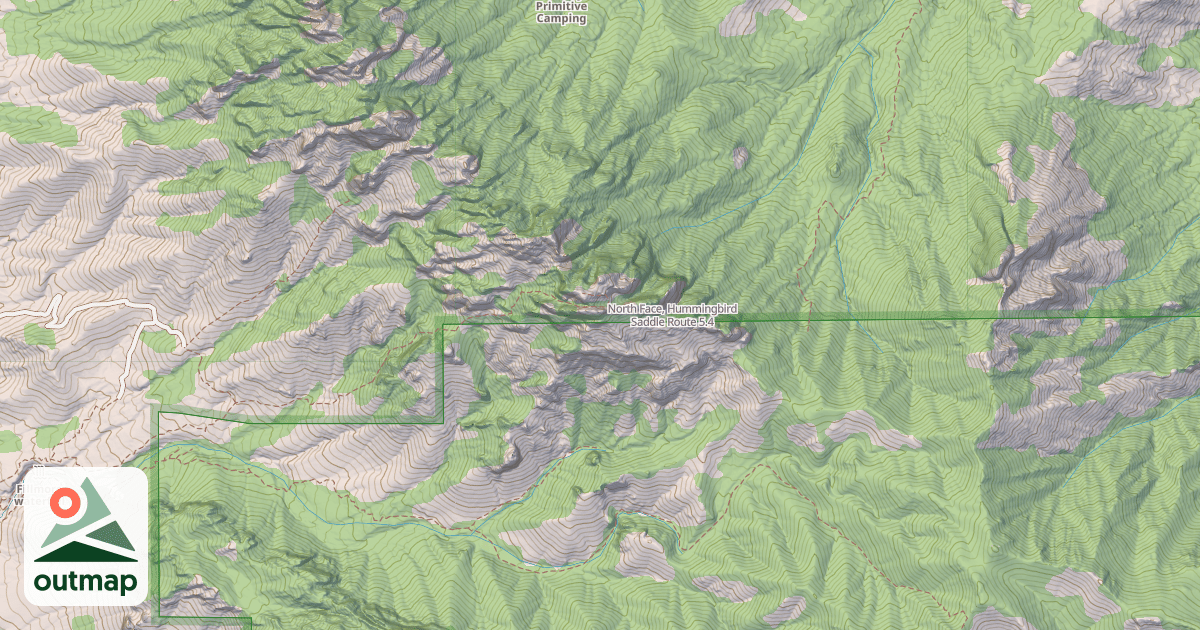 Map of North Face, Hummingbird Saddle Route