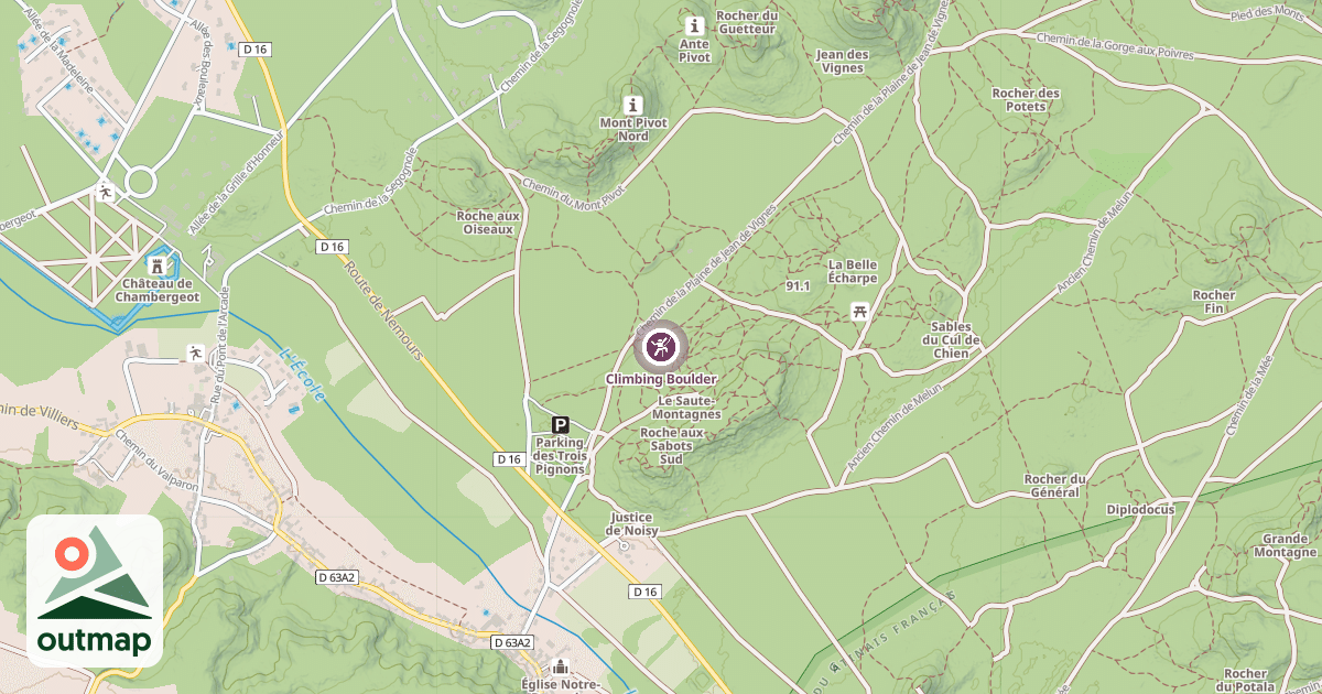 Map of Climbing Boulder