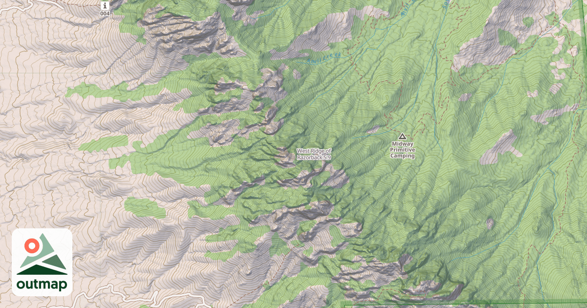 Map of West Ridge of Razorback