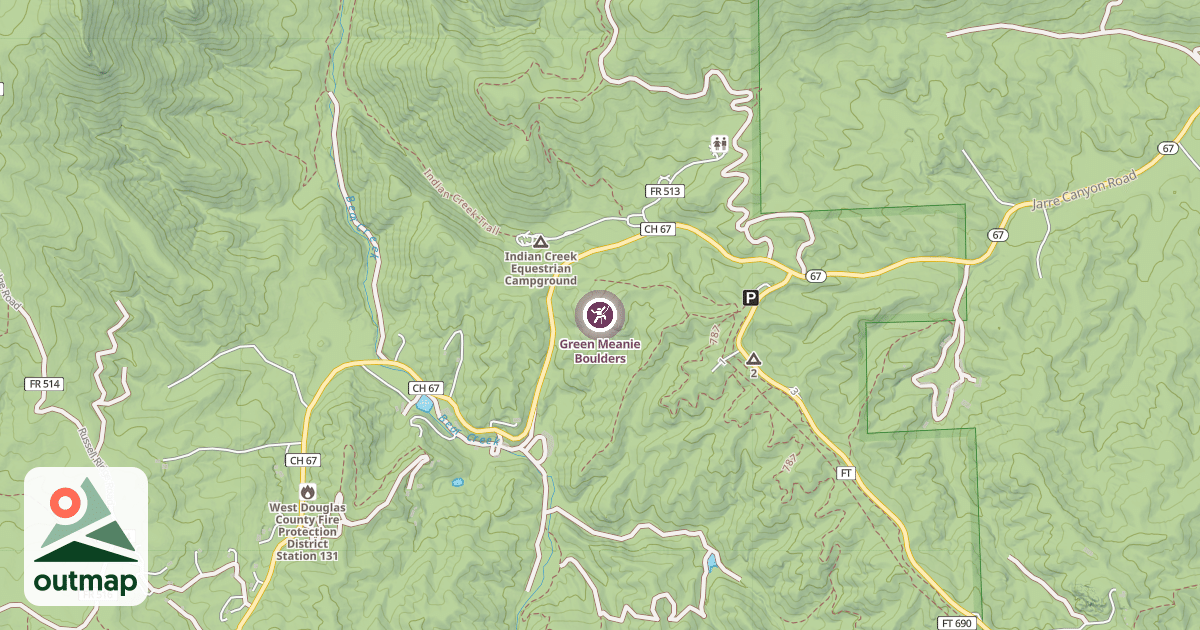 Map of Green Meanie Boulders