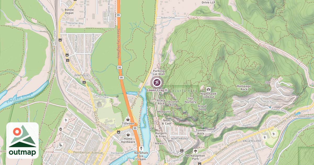Map of Lower Crag-X