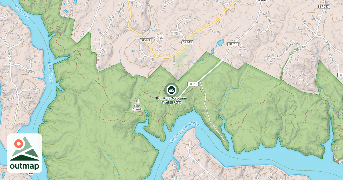 Map of Bull Run Occoquan Trail (BROT)