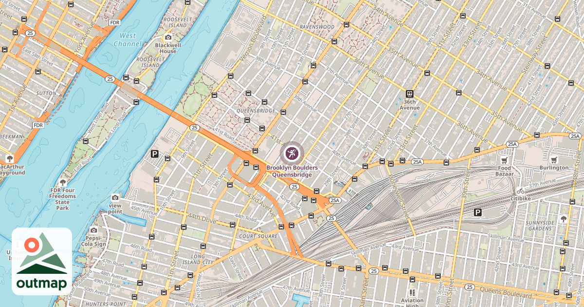Map of Brooklyn Boulders Queensbridge