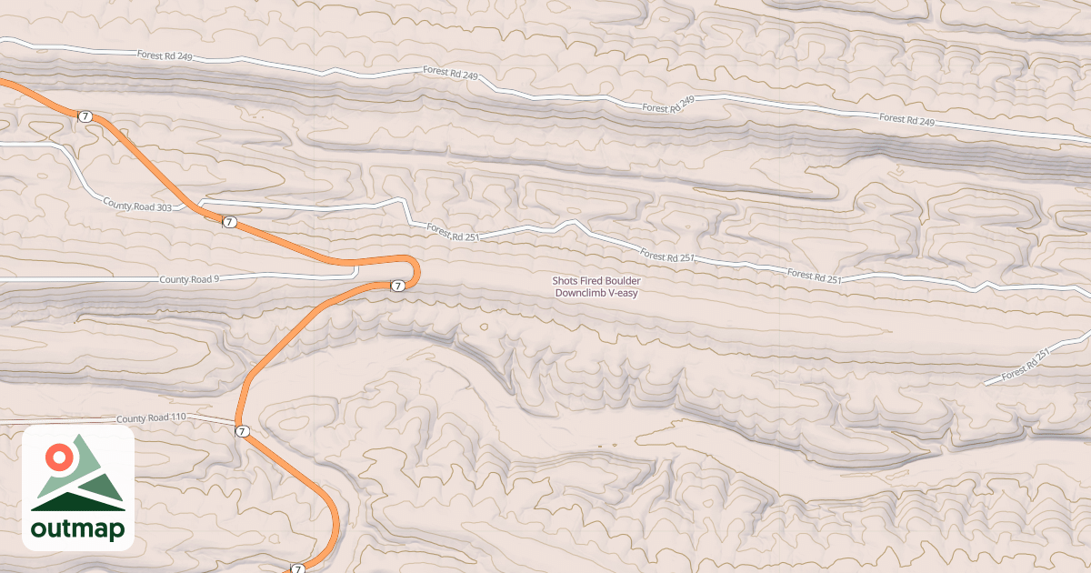 Map of Shots Fired Boulder Downclimb