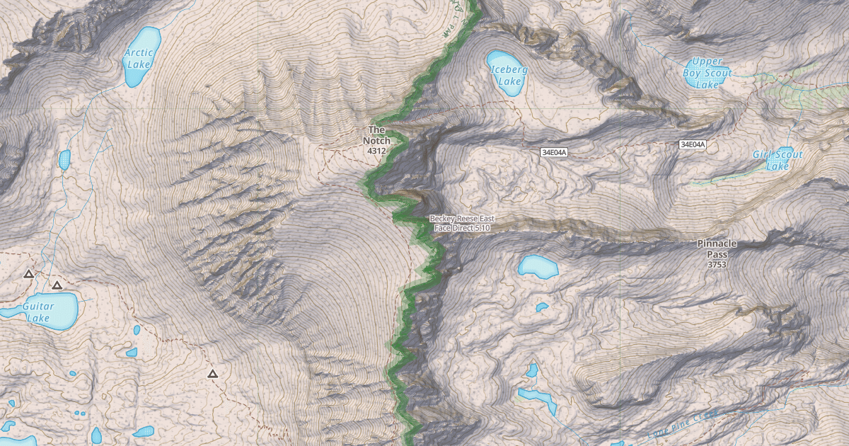 Map preview of Beckey-Reese East Face Direct