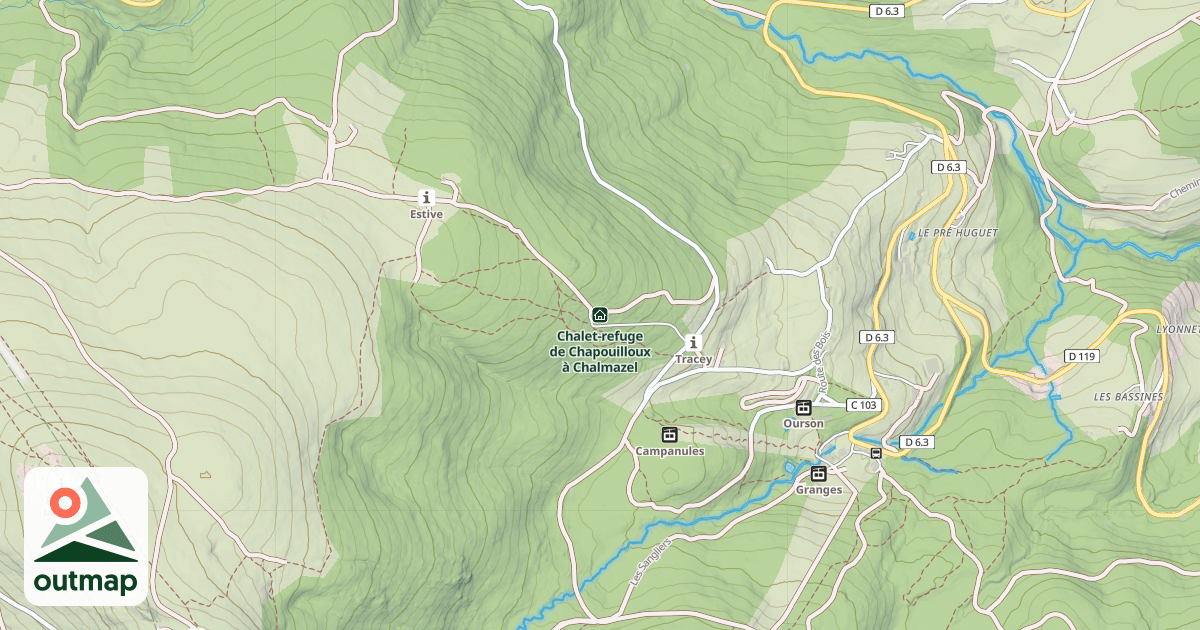 Map of Chalet-refuge de Chapouilloux à Chalmazel