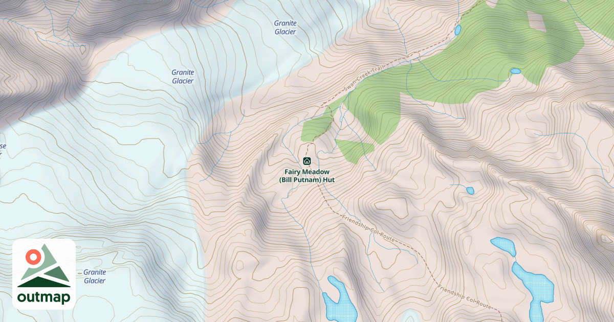 Map of Bill Putnam (Fairy Meadow) Hut