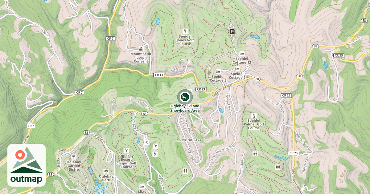 Map of Oglebay Ski and Snowboard Area