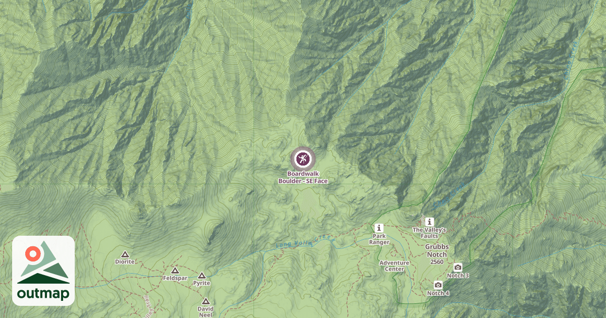 Map of Boardwalk Boulder - SE Face