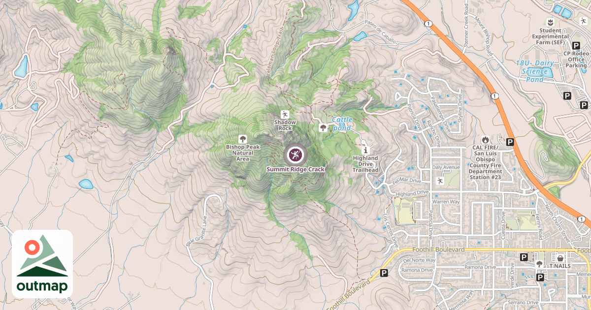 Map of Summit Ridge Crack