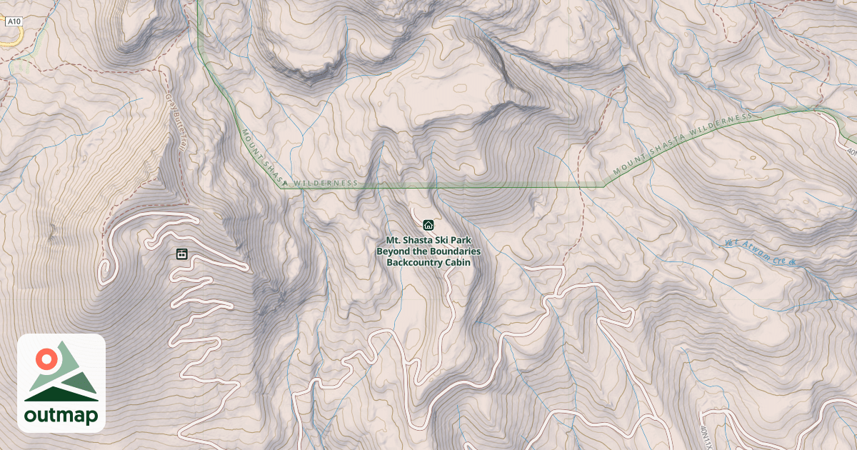 Map of Mt. Shasta Ski Park Beyond the Boundaries Backcountry Cabin