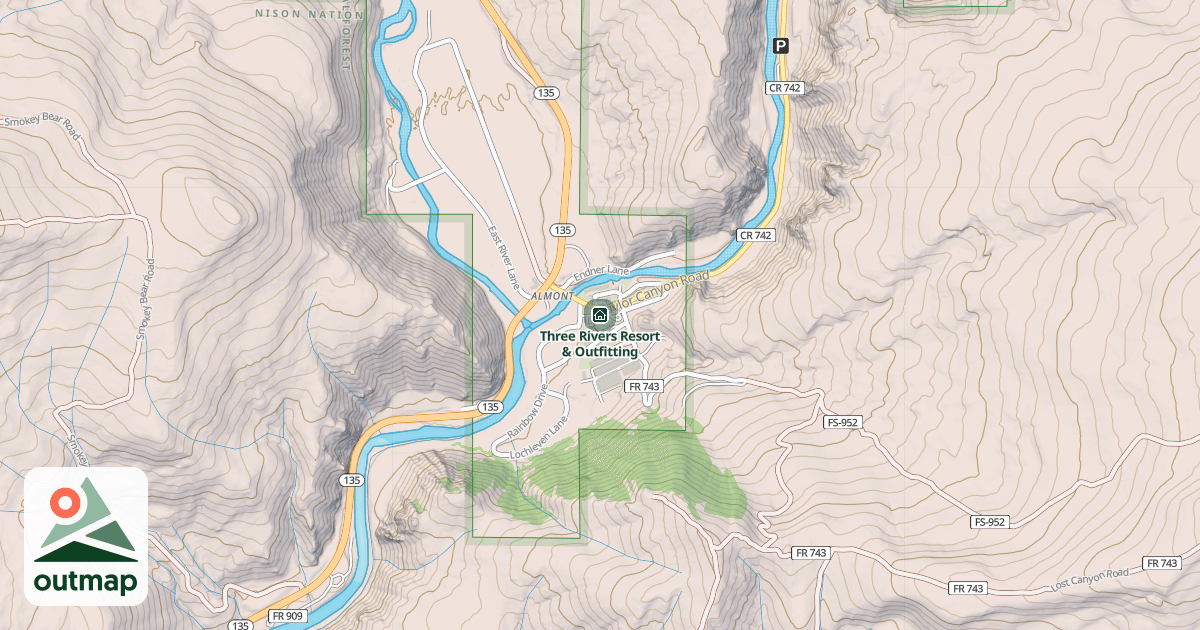 Map of Three Rivers Resort & Outfitting