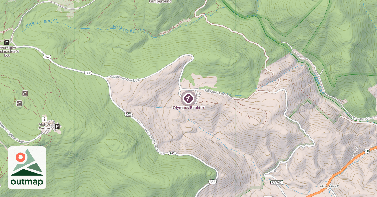 Map of Olympus Boulder