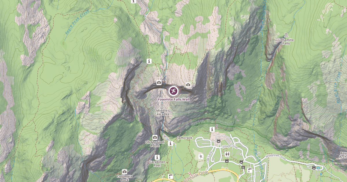 Map preview of Yosemite Falls Wall