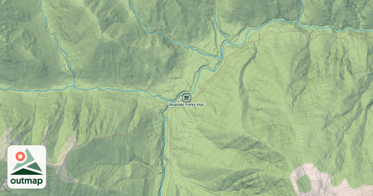 Map of Anatoki Forks Hut