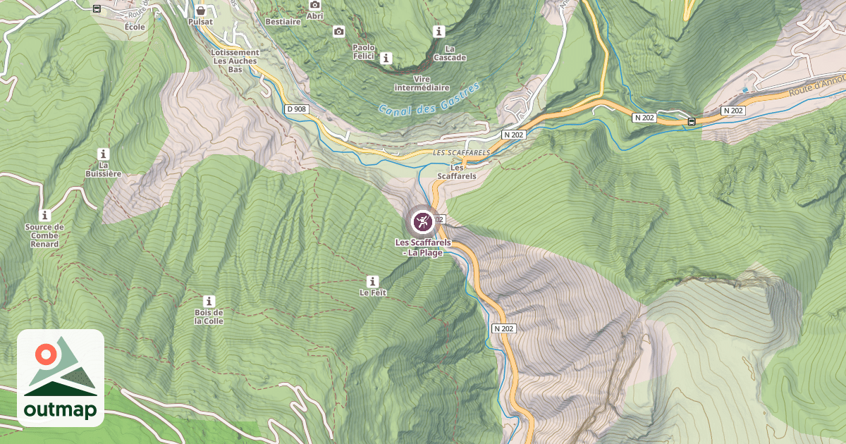 Map of Les Scaffarels - La Plage