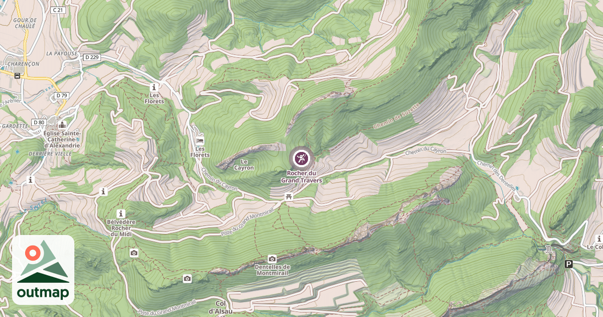 Map of Rocher du Grand Travers