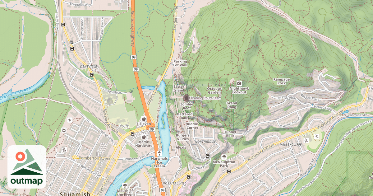 Map of Climbing Route Start