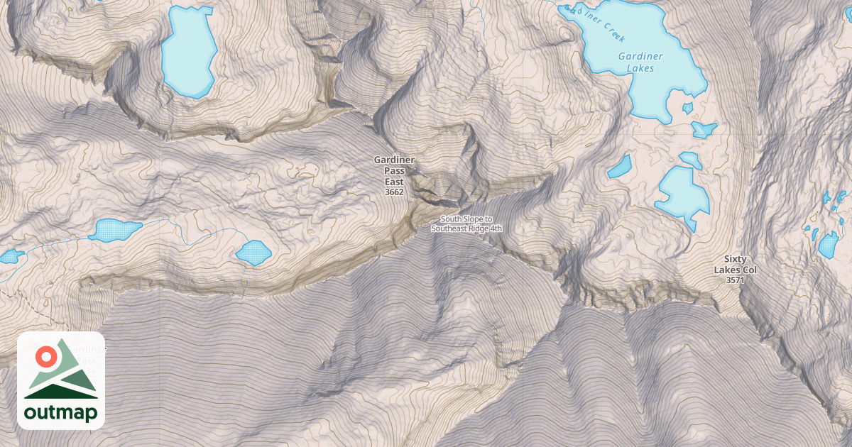 Map of South Slope to Southeast Ridge