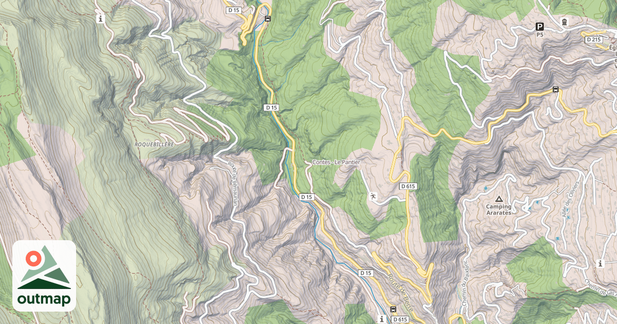 Map of Contes - Le Pantier