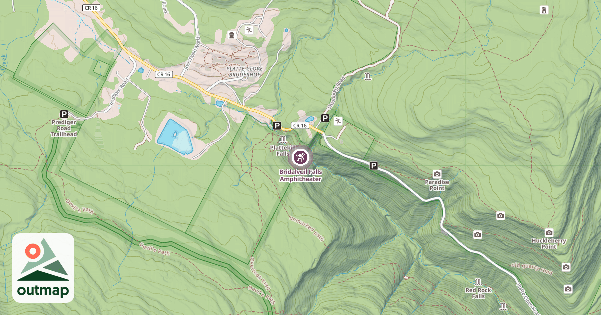 Map of Bridalveil Falls Amphitheater