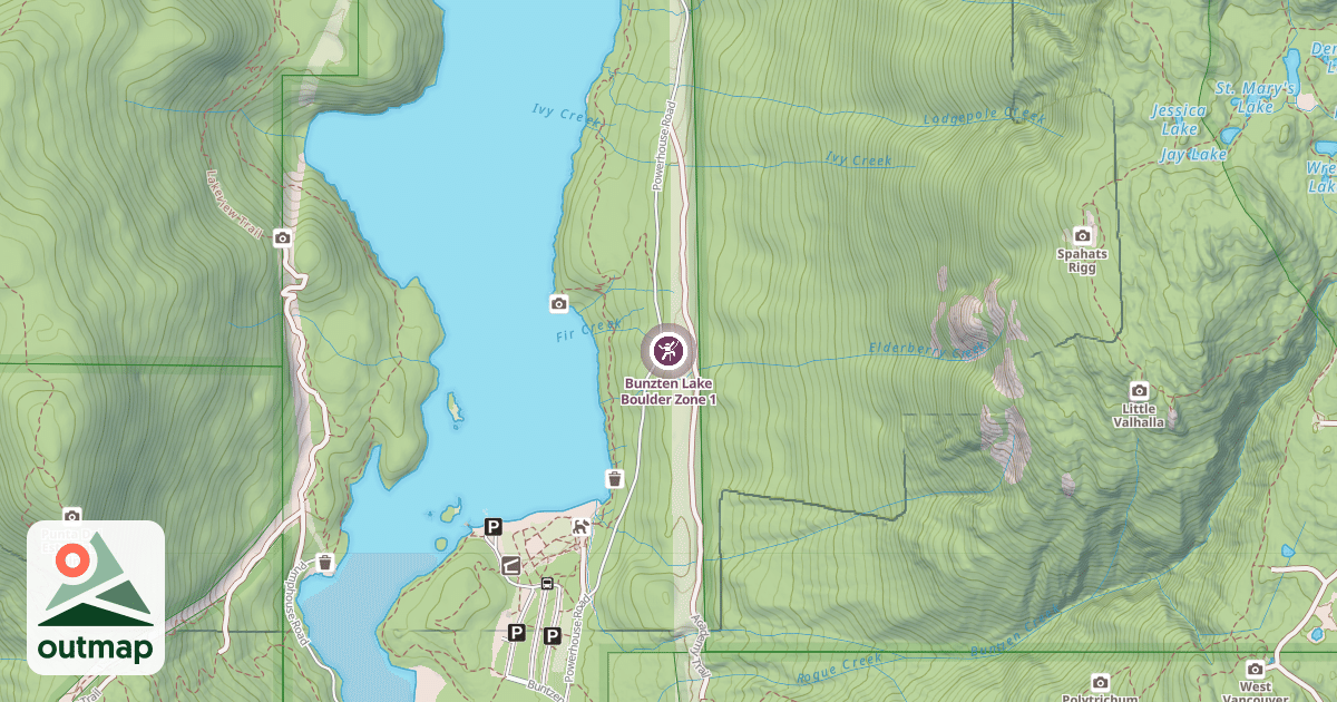 Map of Bunzten Lake Boulder Zone 1