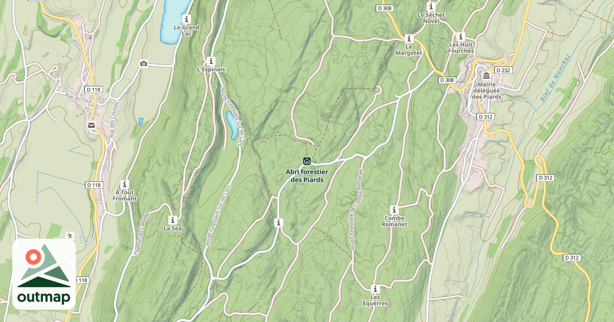 Map of Abri forestier des Piards