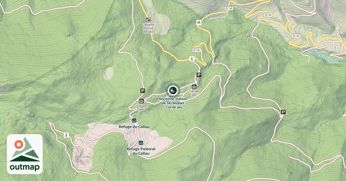 Map of Ancienne Station de Ski Mosset - Col de Jau
