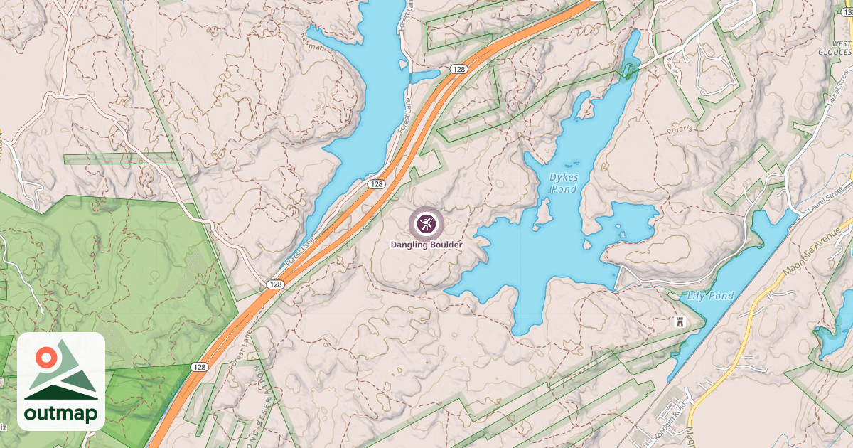 Map of Dangling Boulder