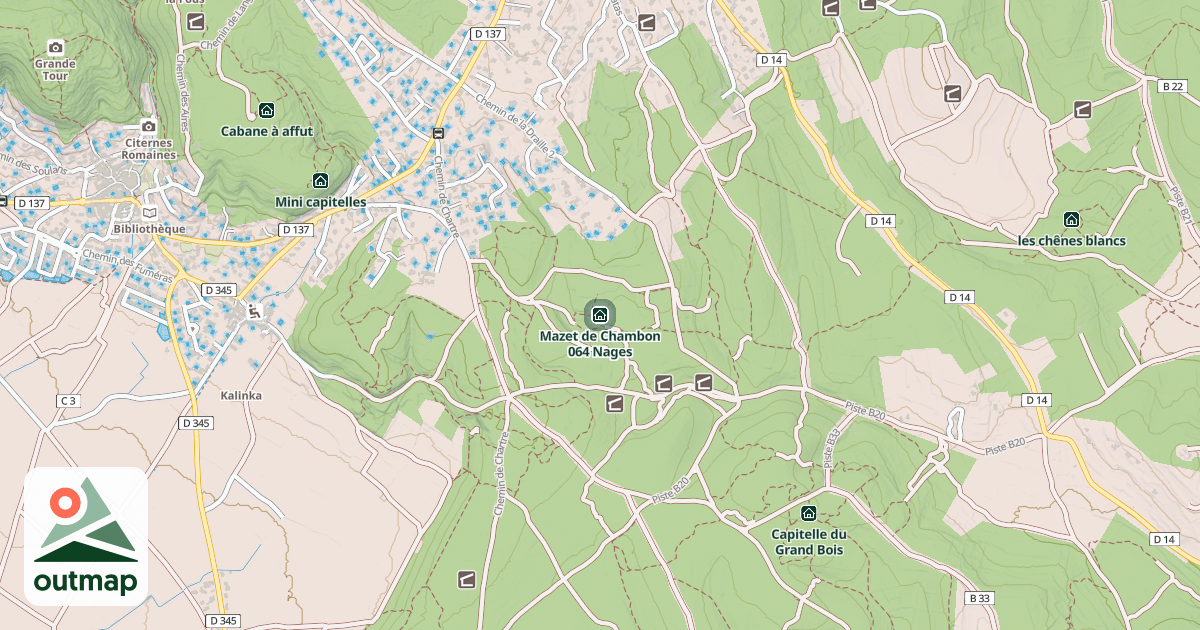 Map of Mazet de Chambon 064 Nages