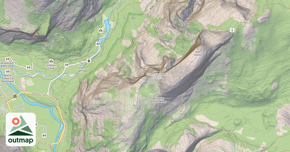 Map of Direct Northwest Face