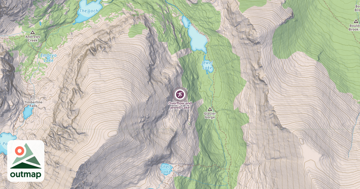 Map of Overflow and Jewell Lake