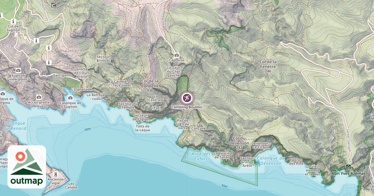 Map of Climbing Boulder