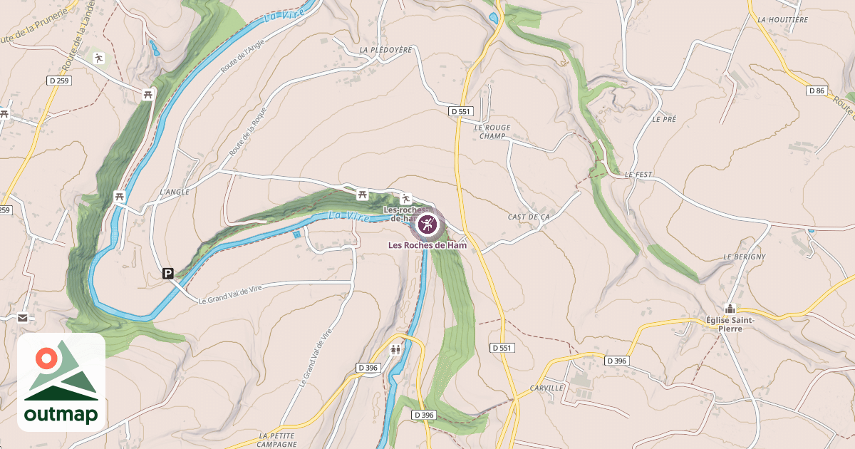 Map of Les Roches de Ham