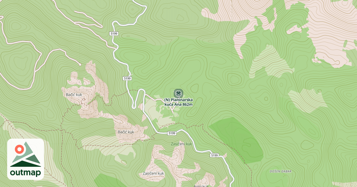 Map of (N) Planinarska kuća Ana 862m
