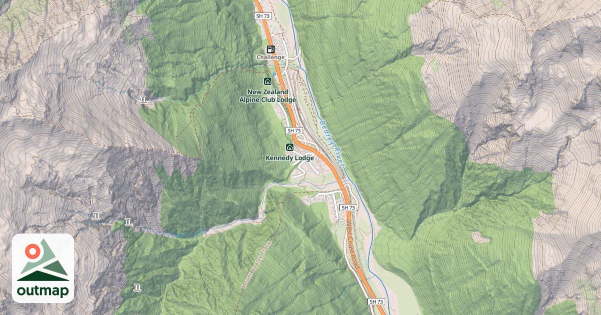 Map of The West Coast Alpine Clu
