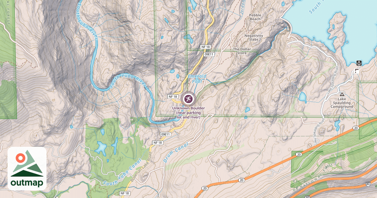 Map of Unknown Boulder (near parking lot and river)