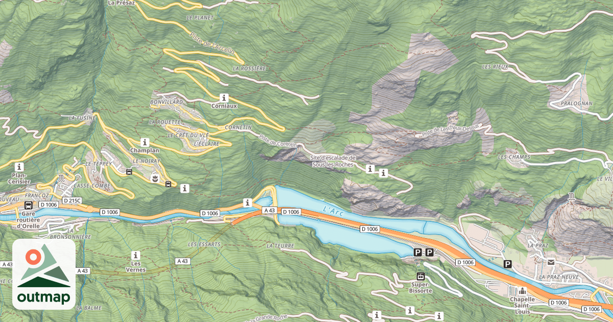 Map of Site d'escalade de Sous-les-Roches