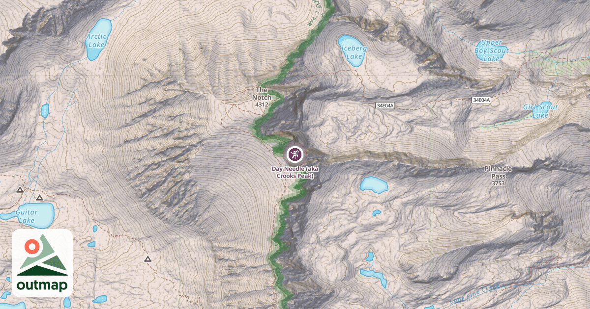 Map of Day Needle (aka Crooks Peak)