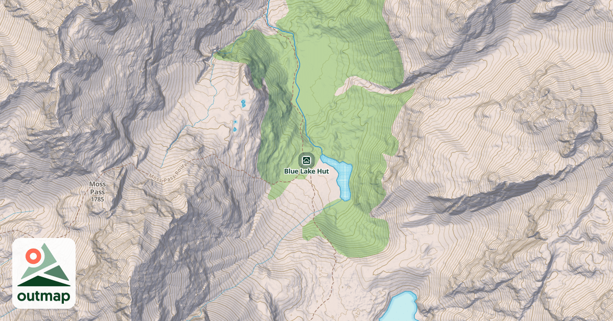 Map of Blue Lake Hut