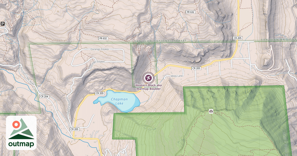 Map of Western Block aka Warmup Boulder