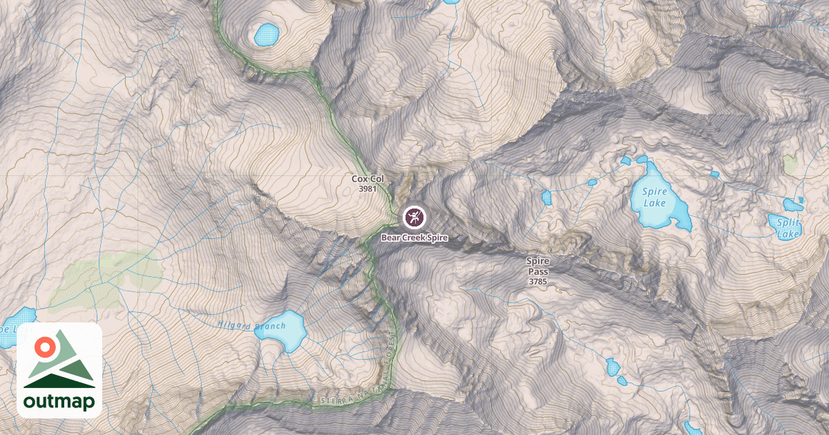 Map of Bear Creek Spire