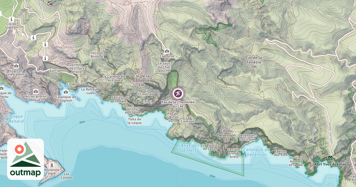 Map of Pas de la Cheminée du CAF