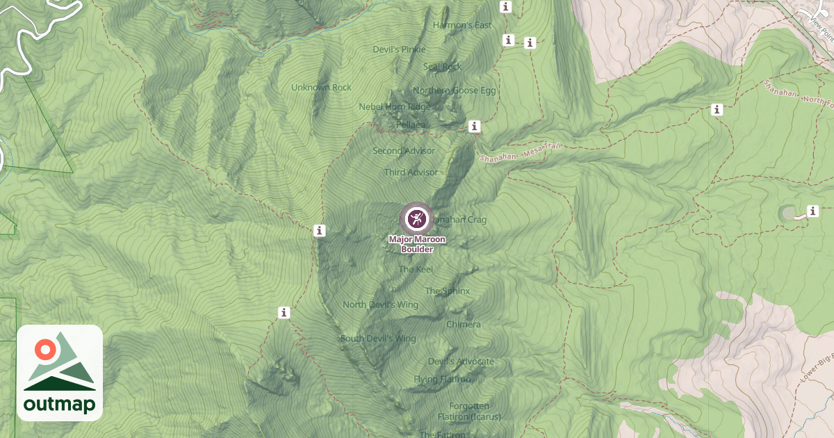 Map of Major Maroon Boulder