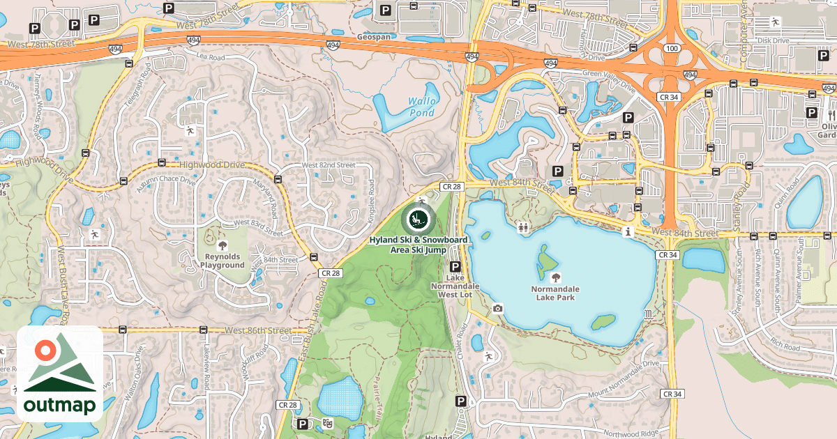 Map of Hyland Ski & Snowboard Area Ski Jump