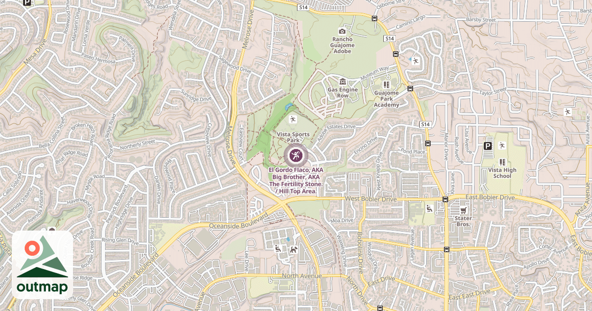 Map of El Gordo Flaco, AKA Big Brother, AKA The Fertility Stone. / Hill Top Area.