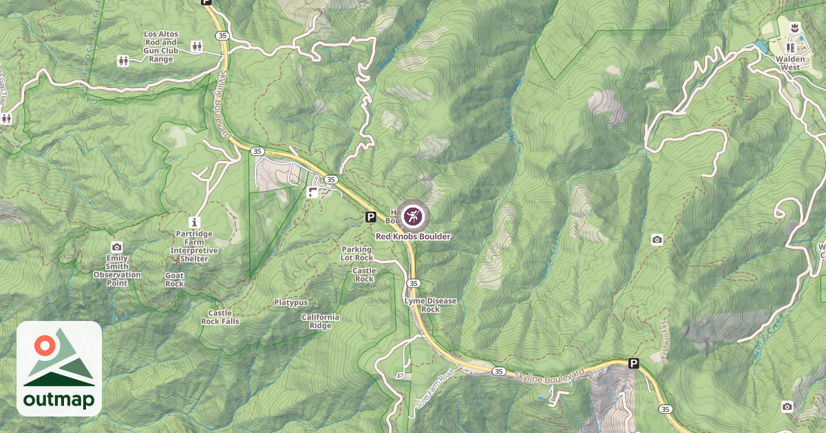 Map of Red Knobs Boulder