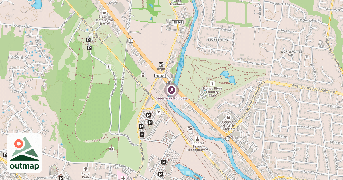 Map of Greenway Boulders