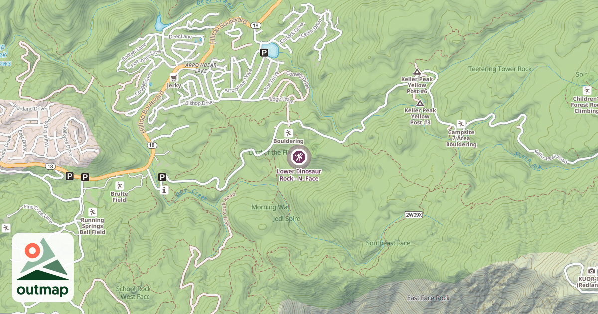 Map of Lower Dinosaur Rock - N. Face