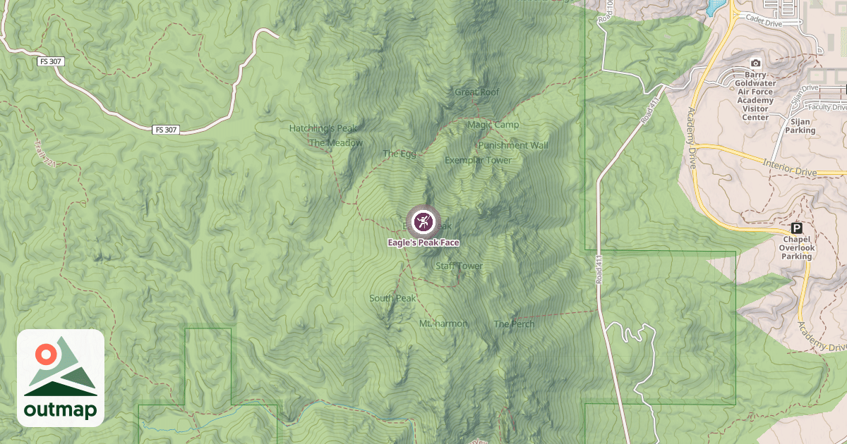 Map of Eagle's Peak Face